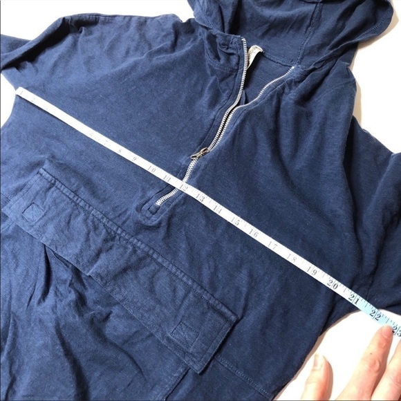 KYODAN Navy Active Front Pouch Pocket Elastic Bottom 1/4 Zipup Hoodie Shirt - Picture 9 of 10